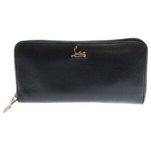 Christian Louboutin W PANETTONE WALLET CALF EMP METAL Logo Leather Long Black